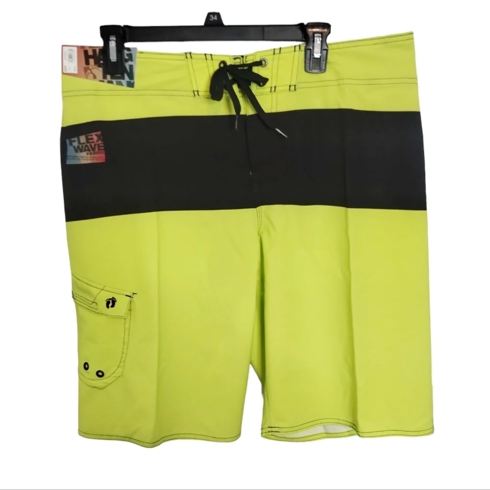 Hang Ten Men's Full Board Beach Resort Tropical Vacation Swim Shorts Size 34 Nwt